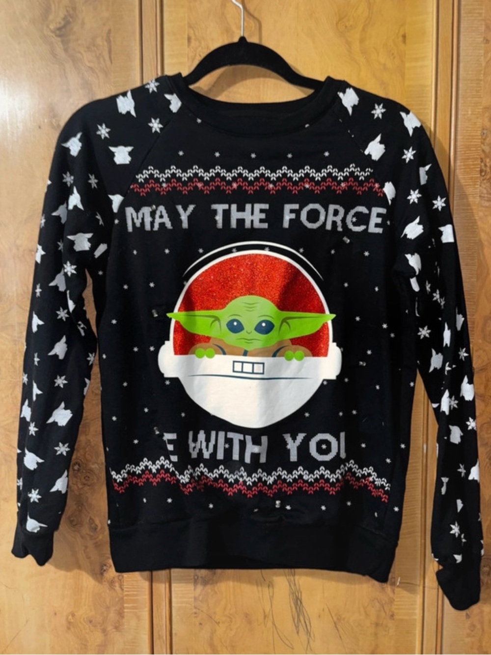 Black "May The Force Be With You" Holiday Sweater size Small